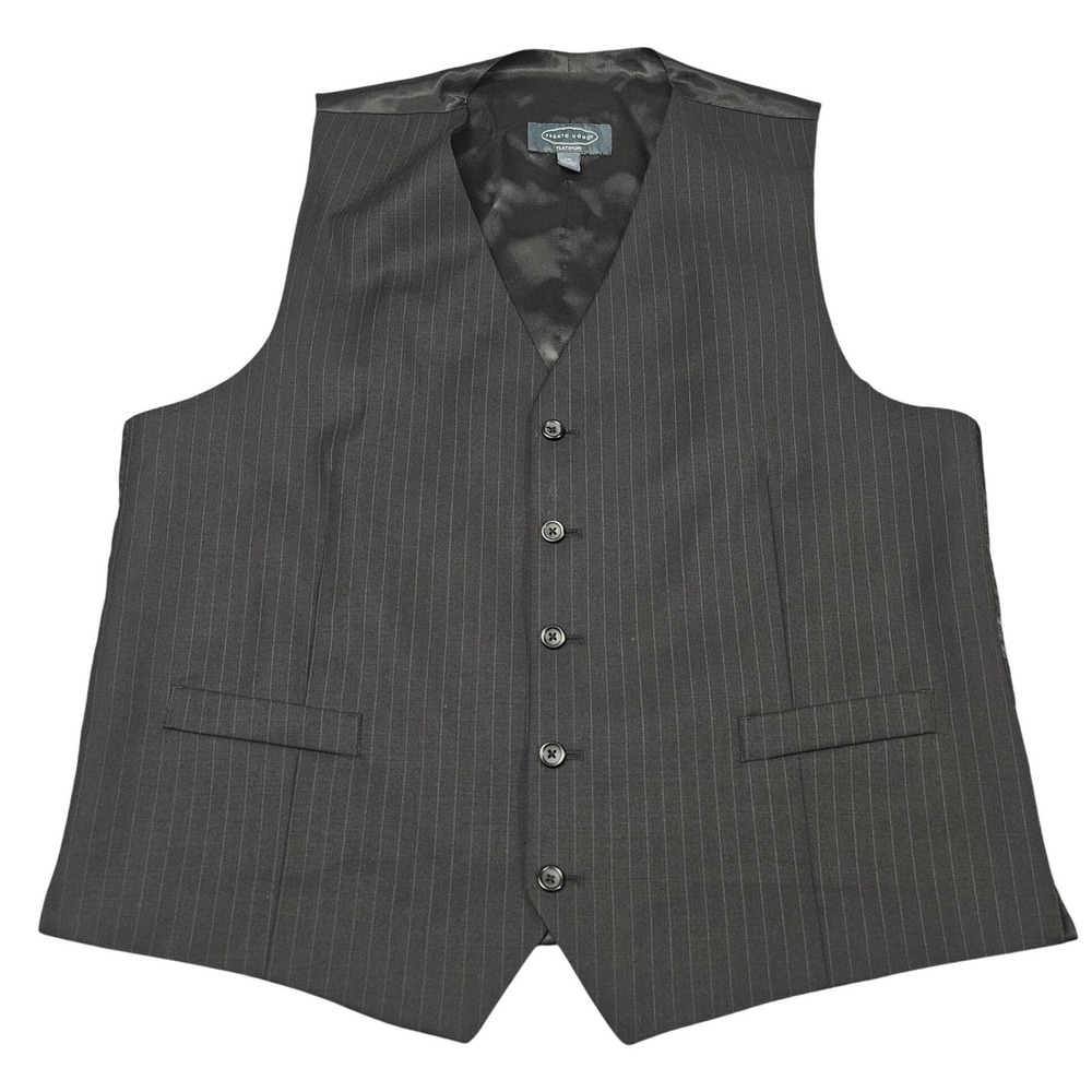 Pronto Uomo Platinum Vest XXL Black Wool Pinstripe Tailored Goth‎ Dark Academia